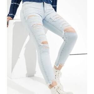 AEO Super Stretch Ripped High Rise Jegging Jeans size 2